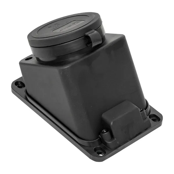 Розетка настенная с защитной крышкой каучуковая наклонная 380В 3P+PE 32A IP44 EKF