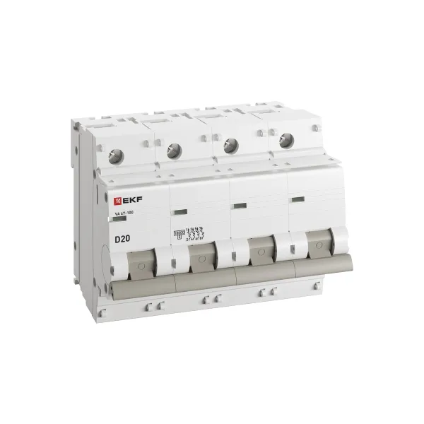 Автоматический выключатель 4P 20А (D) 10kA ВА 47-100 EKF PROxima