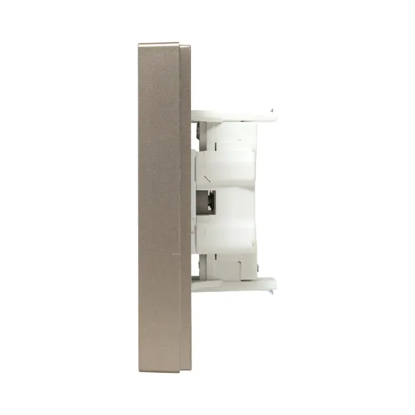 Механизм розетки двойной, 16А, без заземления, со шторками, с рамкой, шампань Эпика EKF