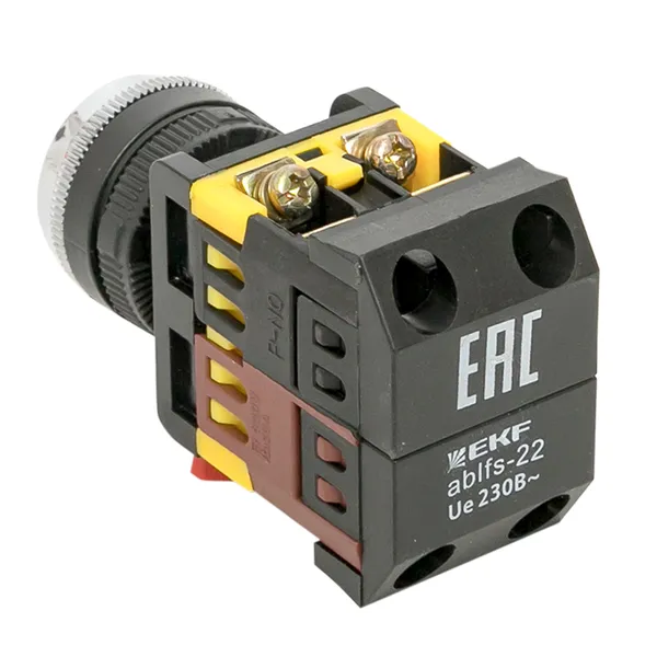 Кнопка ABLFS-22 с подсветкой белый NO+NC 230В EKF PROxima