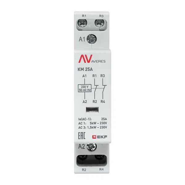 Контактор модульный КМ 25А 2NC 230VAC (1 мод.) AVERES EKF