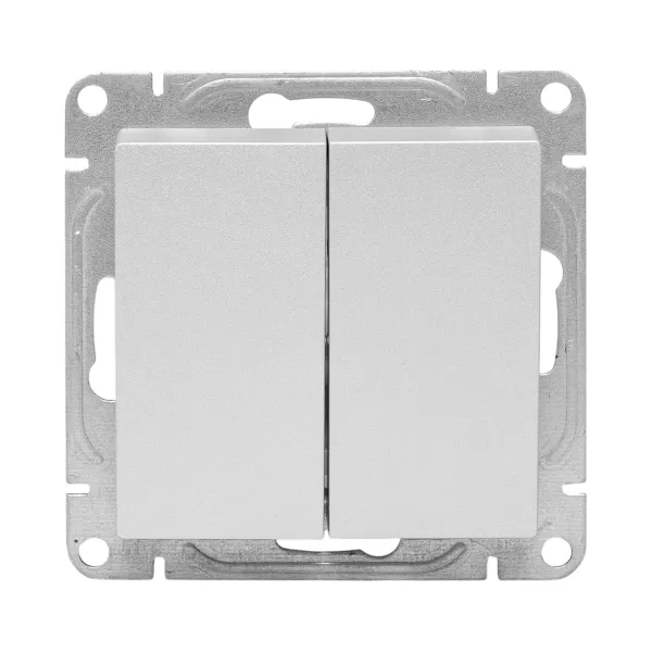 Механизм выключателя, двухклавишный, перекрёстный, алюминий Эпика EKF