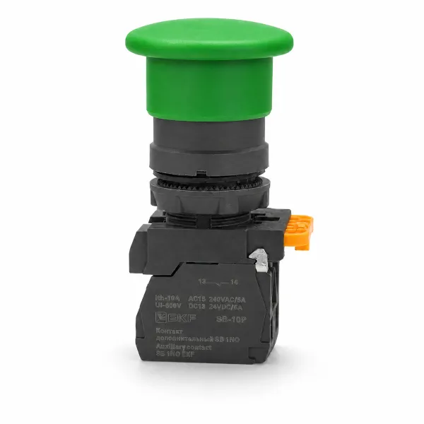 Кнопка SB-34 грибовидная 1NO+1NC зеленая EKF