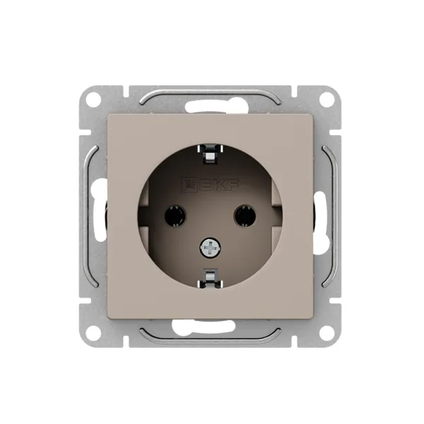 Механизм розетки, 16А, с заземлением, без шторок, кремовый Эпика EKF