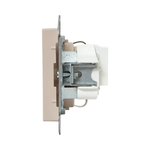 Механизм розетки, 16А, с заземлением, без шторок, кремовый Эпика EKF