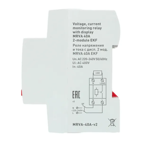 Реле напряжения и тока с дисп. 2 мод. MRVA 40A EKF