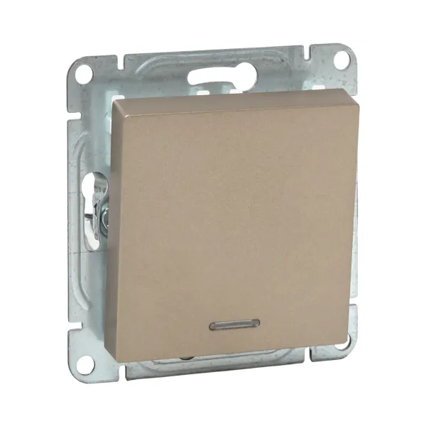 Механизм выключателя, одноклавишный, с подсветкой, шампань Эпика EKF