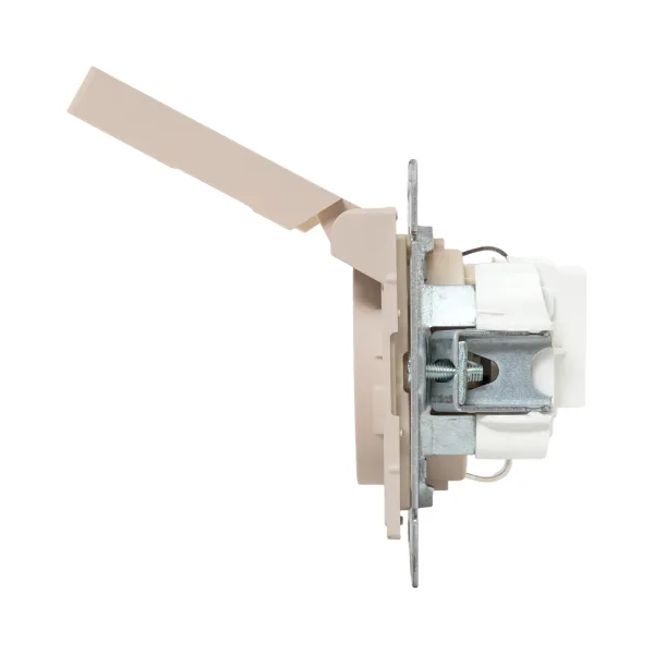 Механизм розетки, 16А, IP44, с заземлением, со шторками, c крышкой, кремовый Эпика EKF