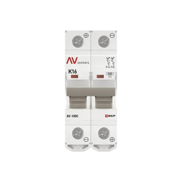 Выключатель автоматический AV-10 DC 2P 16A (K) 10kA EKF AVERES