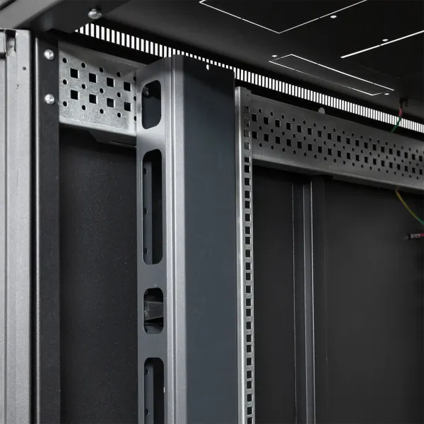 Шкаф напольный 19" TERACOM PRO 42U 600x1000 мм двери перфорированная с замком-ручкой и перфорированная чёрный