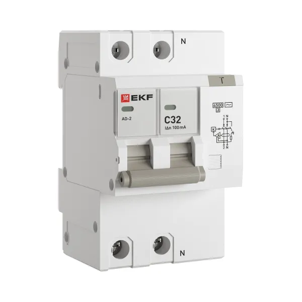 Дифференциальный автомат АД-2 32А/100мА (хар. C, AC, электронный) 4,5кА EKF PROxima