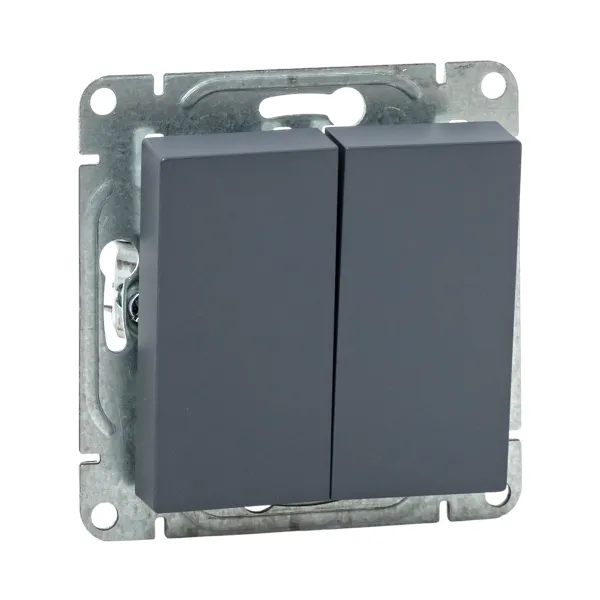 Механизм выключателя, двухклавишный, графит Эпика EKF