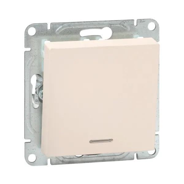 Механизм выключателя, одноклавишный, с подсветкой, кремовый Эпика EKF
