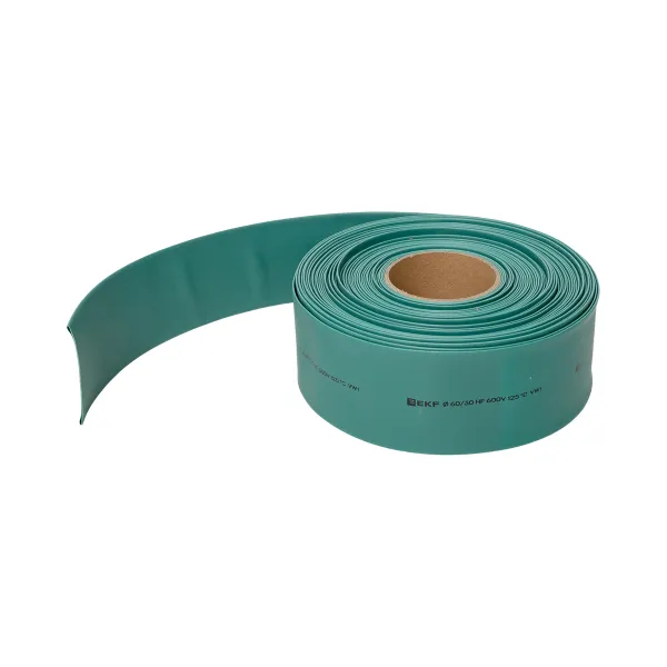 Термоусаживаемая трубка ТУТ нг 60/30 зелёная рулон EKF PROxima