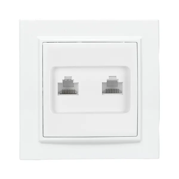 Розетка RJ-45 2-местная СП Минск белая EKF