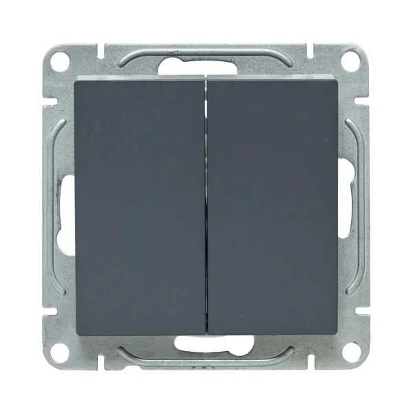 Механизм выключателя, двухклавишный, перекрёстный, графит Эпика EKF