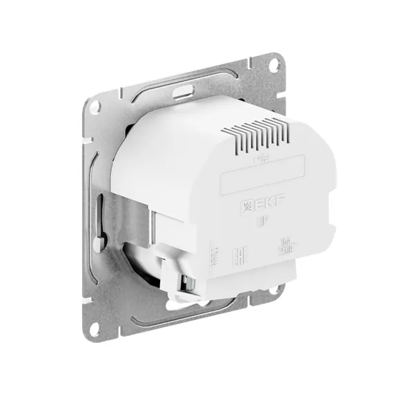 Механизм розетки с USB-C - 2шт, 16А, с заземлением, со шторками, кремовый Эпика EKF