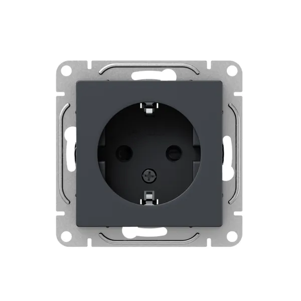 Механизм розетки, 16А, с заземлением, со шторками, графит Эпика EKF