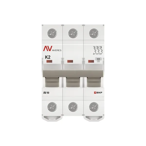 Выключатель автоматический AV-10 3P 2A (K) 10kA EKF AVERES