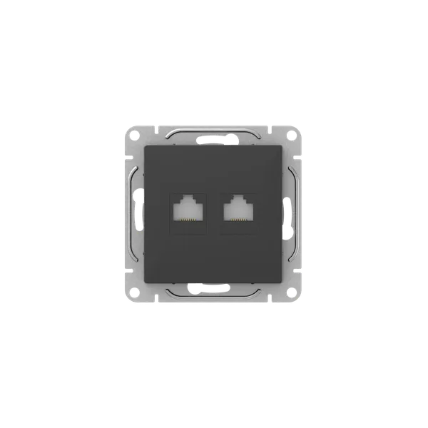 Механизм розетки RJ45 - 2шт, (cat5), чёрный Эпика EKF