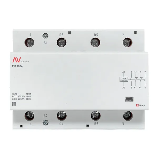 Контактор модульный КМ 100А 2NO+2NC 230VAC (6 мод.) AVERES EKF