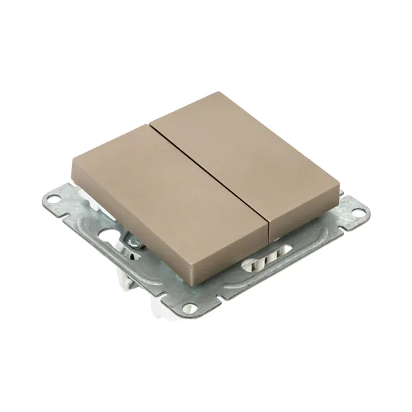 Механизм выключателя, двухклавишный, проходной, шампань Эпика EKF