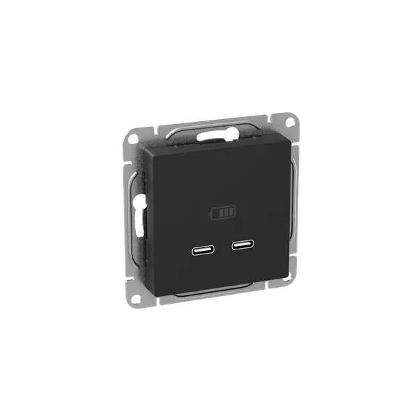Механизм розетки USB-C - 2шт, чёрный Эпика EKF