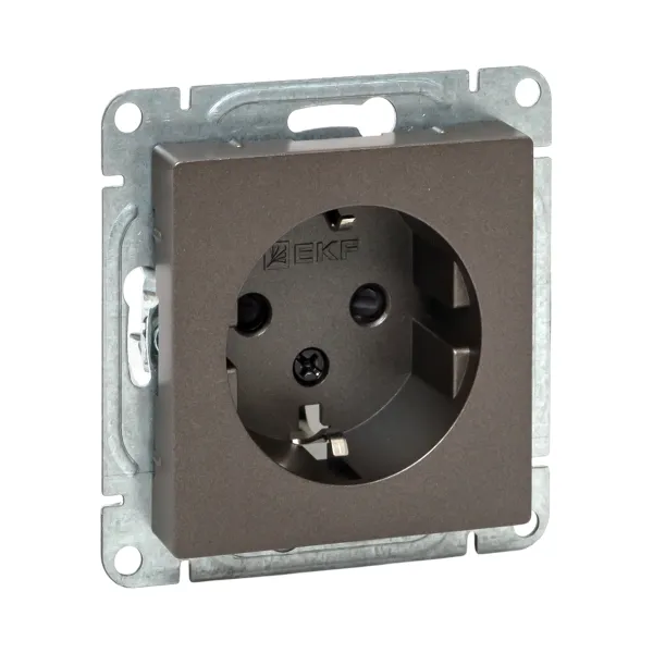 Механизм розетки, 16А, с заземлением, без шторок, мокко Эпика EKF