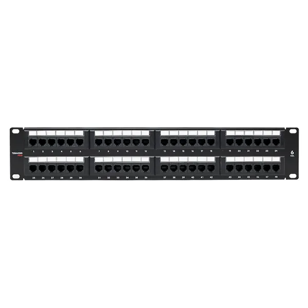 Патч-панель TERACOM PRO 19'' Cat.6 2U неэкранированная UTP 48 портов RJ-45 Dual IDC