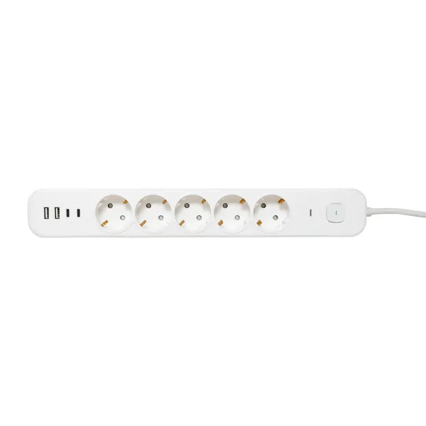 Удлинитель LUX 5 гнезд 2USB 2,4А+2type-C 5 метров 1,5мм2 EKF