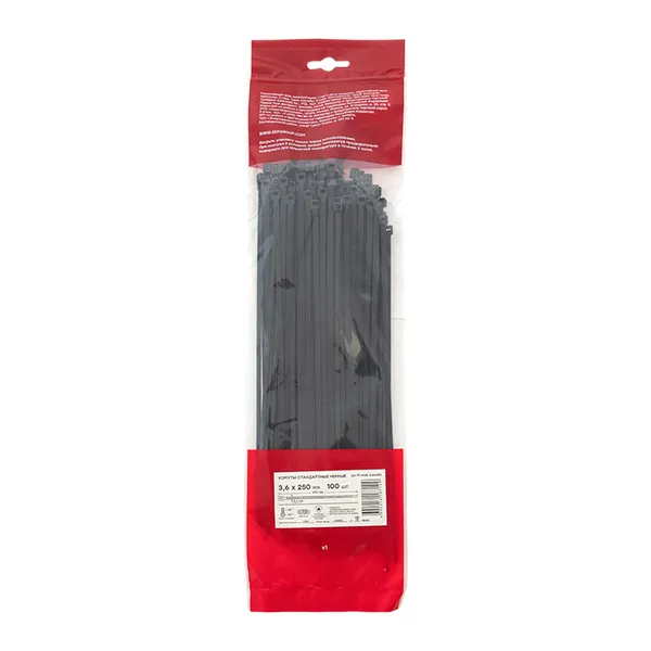 Хомут P6.6 стандартный (ч), 3.6x250 (100шт) FlexLock EKF