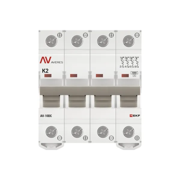 Выключатель автоматический AV-10 DC 4P 2A (K) 10kA EKF AVERES