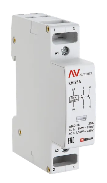 Контактор модульный КМ 25А 2NО 110VAC (1 мод.) AVERES EKF