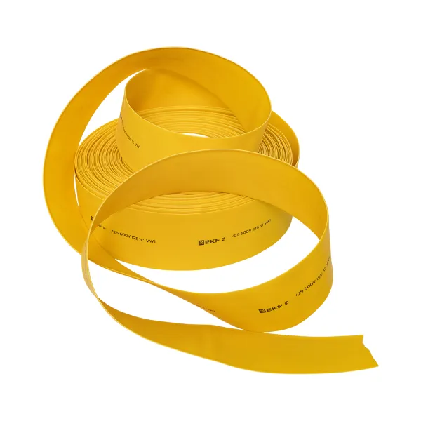 Термоусаживаемая трубка ТУТ нг 60/30 желтая рулон EKF PROxima