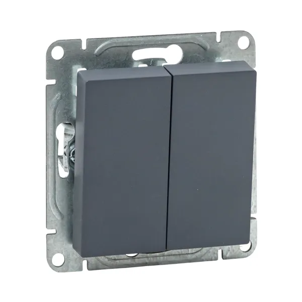 Механизм выключателя, двухклавишный, проходной, графит Эпика EKF