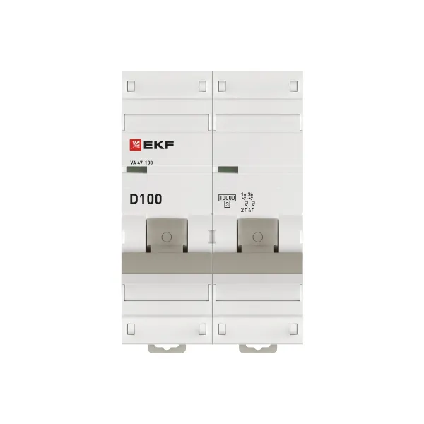 Автоматический выключатель 2P 100А (D) 10kA ВА 47-100 EKF PROxima