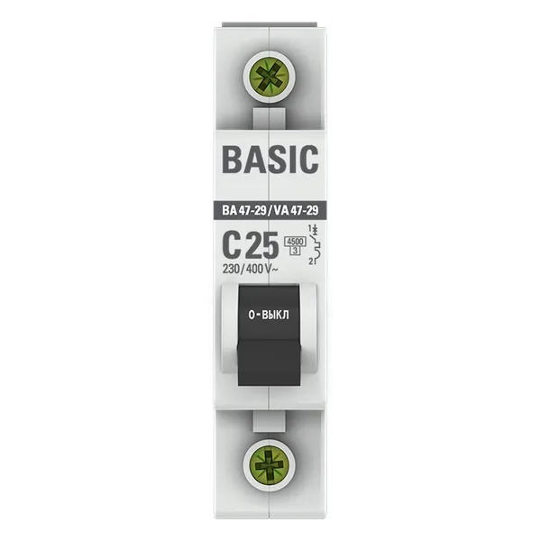 Автоматический выключатель 1P 25А (C) 4,5кА ВА 47-29 Basic