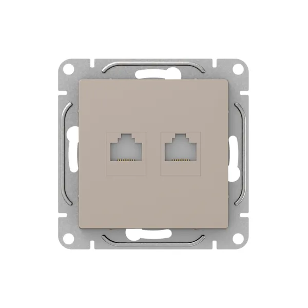 Механизм розетки RJ45 - 2шт, (cat5), кремовый Эпика EKF