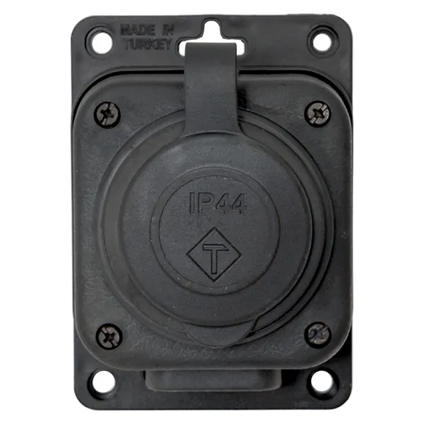 Роз. одномест. с защит. крышкой каучуковая 230В 2P+PE 16A IP44 EKF PRO