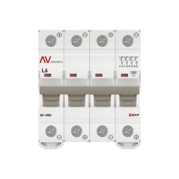 Выключатель автоматический AV-10 DC 4P 6A (L) 10kA EKF AVERES
