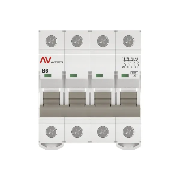 Выключатель автоматический AV-6 4P 6A (B) 6kA EKF AVERES