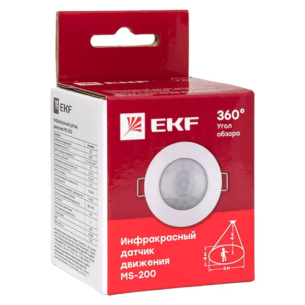 ИК датчик движения встраиваемый 800Вт 360гр. до 6м IP20 dd-ms-200 EKF