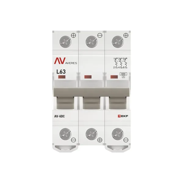 Выключатель автоматический AV-6 DC 3P 63A (L) 6kA EKF AVERES