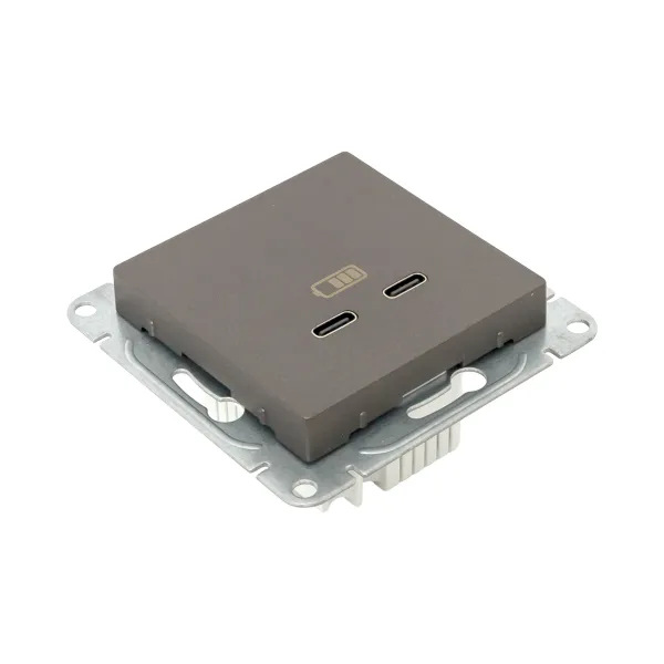 Механизм розетки USB-C - 2шт, мокко Эпика EKF