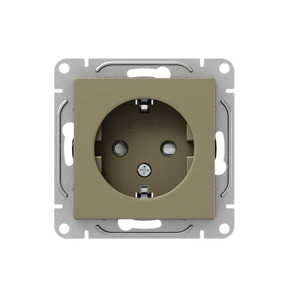 Механизм розетки, 16А, с заземлением, со шторками, шампань Эпика EKF