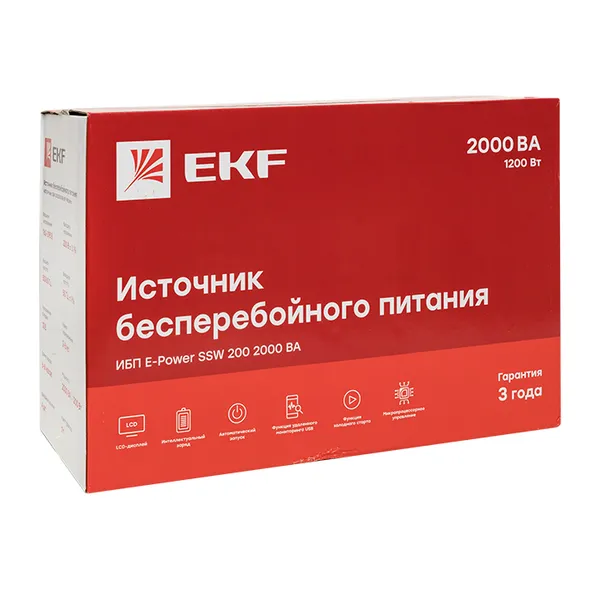Источник Бесперебойного питания Линейно-интерактивный E-Power SSW 200 2000 ВА 1200Вт, 4хSchuko, USB ,R45