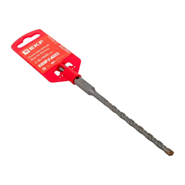 Бур по бетону SDS-plus 6х160 мм (2 резца)(4S спираль)EKF Master