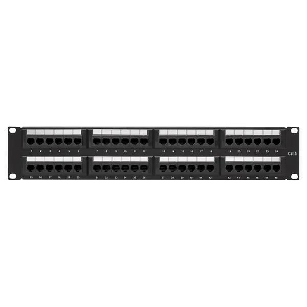 Патч-панель TERACOM CS 19'' Cat.6A 1U полный экран STP 24 порта RJ-45 Dual IDC с органайзером