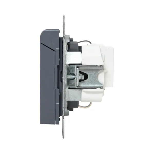 Механизм розетки, 16А, IP44, с заземлением, со шторками, c крышкой, графит Эпика EKF