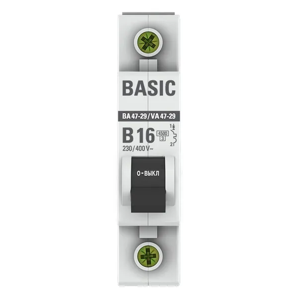 Автоматический выключатель 1P 16А (B) 4,5кА ВА 47-29 Basic (3 шт)